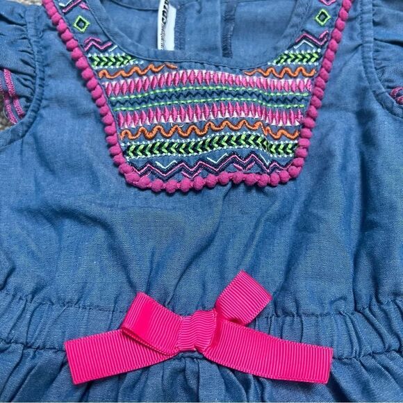 🍭6/$30 Kids Headquarters Chambray Multicolored Flutter Sleeve Summer Top - 2T - Picture 2 of 4